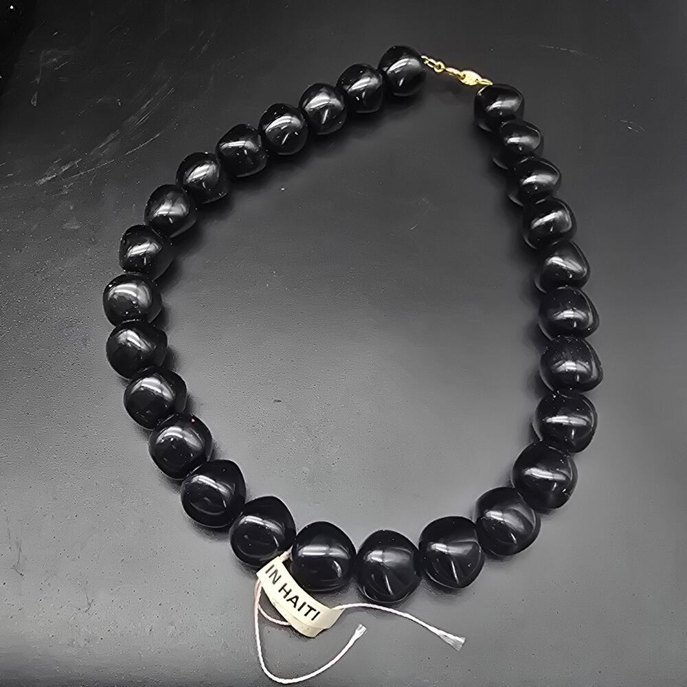 Trifari Black Beaded Collar Necklace Vintage Costume Jewelry